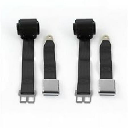 Airplane 3 Point Burgundy Retractable Bucket Seat Belt Kit with Bracketry for 1969-1972 Chevy FS Blazer - 2 Belts