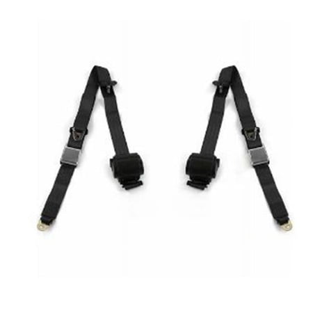Airplane 3 Point Burgundy Retractable Bucket Seat Belt Kit with Bracketry for 1979-1993v Ford Mustang - 2 Belts