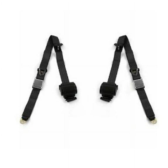 Airplane 3 Point Burgundy Retractable Bucket Seat Belt Kit with Bracketry for 1979-1993v Ford Mustang - 2 Belts