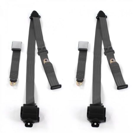 Airplane 3 Point Charcoal Retractable Bucket Seat Belt Kit for AMC AMX 1967-1974 - 2 Belts
