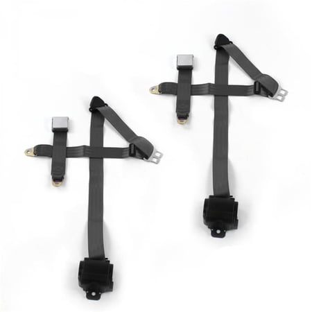 Airplane 3 Point Charcoal Retractable Bucket Seat Belt Kit for Ford Anglia 1946-1968 - 2 Belts