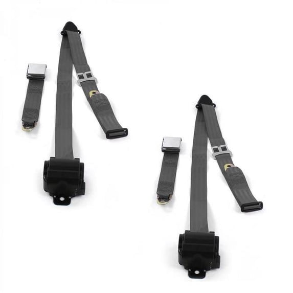 Airplane 3 Point Charcoal Retractable Bucket Seat Belt Kit with 2 Belts for 1985-1992 Jeep Comanche