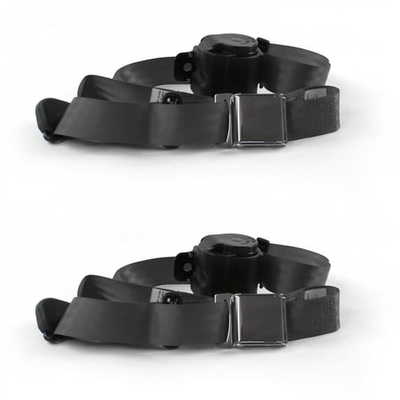 Airplane 3 Point Charcoal Retractable Bucket Seat Belt Kit with 2 Belts for 1987-1996 Jeep Wrangler