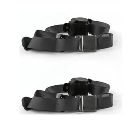 Airplane 3 Point Charcoal Retractable Bucket Seat Belt Kit with Bracketry & 2 Belts for 1966-1967 Ford Fairlane