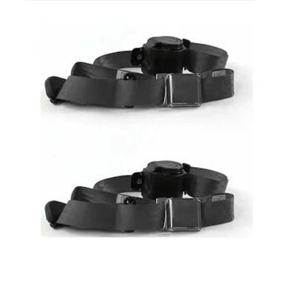 Airplane 3 Point Charcoal Retractable Bucket Seat Belt Kit with Bracketry & 2 Belts for 1966-1967 Ford Fairlane