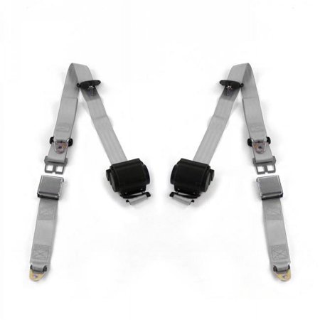 Airplane 3 Point Gray & Grey Retractable Bucket Seat Belt Kit for Ford Mustang 1979-1993v - 2 Belts