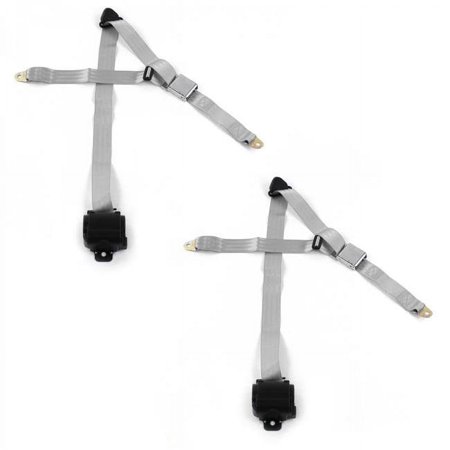 Airplane 3 Point Gray Retractable Bucket Seat Belt Kit with 2 Belts for 1935-1941 Ford Truck