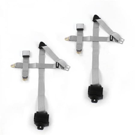 Airplane 3 Point Gray Retractable Bucket Seat Belt Kit with 2 Belts for 1962-1965 Ford Fairlane