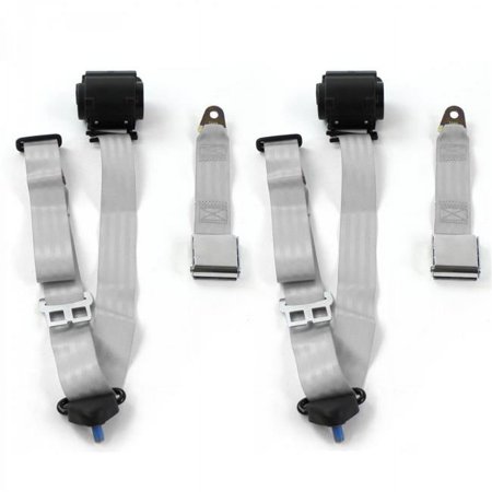 Airplane 3 Point Gray Retractable Bucket Seat Belt Kit with 2 Belts for 1963-1966 Chevy Truck