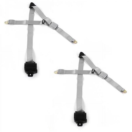 Airplane 3 Point Gray Retractable Bucket Seat Belt Kit with 2 Belts for 1966-1967 Ford Fairlane