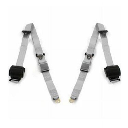 Airplane 3 Point Gray Retractable Bucket Seat Belt Kit with Bracketry & 2 Belts for 1961-1966 Ford Truck