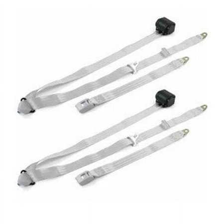 Airplane 3 Point Gray Retractable Bucket Seat Belt Kit with Bracketry & 2 Belts for 1966-1973 Jeep Commando
