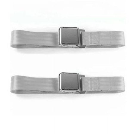 Airplane 3 Point Gray Retractable Bucket Seat Belt Kit with Bracketry for 1932 Ford Model B - 2 Belts