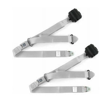 Airplane 3 Point Gray Retractable Bucket Seat Belt Kit with Bracketry for 1958-1960 Ford Thunderbird - 2 Belts