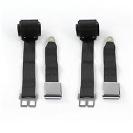 Airplane 3 Point Gray Retractable Bucket Seat Belt Kit with Bracketry for 1969-1972 Chevy FS Blazer - 2 Belts