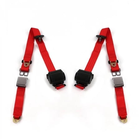 Airplane 3 Point Red Retractable Bucket Seat Belt Kit for Ford Anglia 1946-1968 - 2 Belts