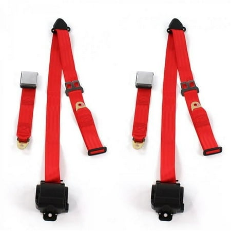 Airplane 3 Point Red Retractable Bucket Seat Belt Kit with 2 Belts for 1949-1953 Buick Roadmaster