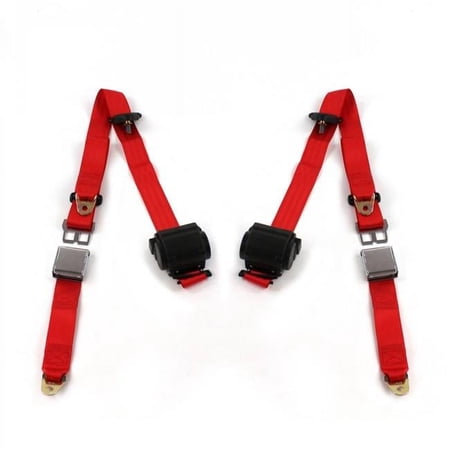 Airplane 3 Point Red Retractable Bucket Seat Belt Kit with 2 Belts for 1949-1958 Buick Special