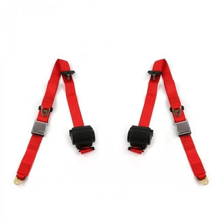 Airplane 3 Point Red Retractable Bucket Seat Belt Kit with 2 Belts for 1977-1979 Ford Thunderbird