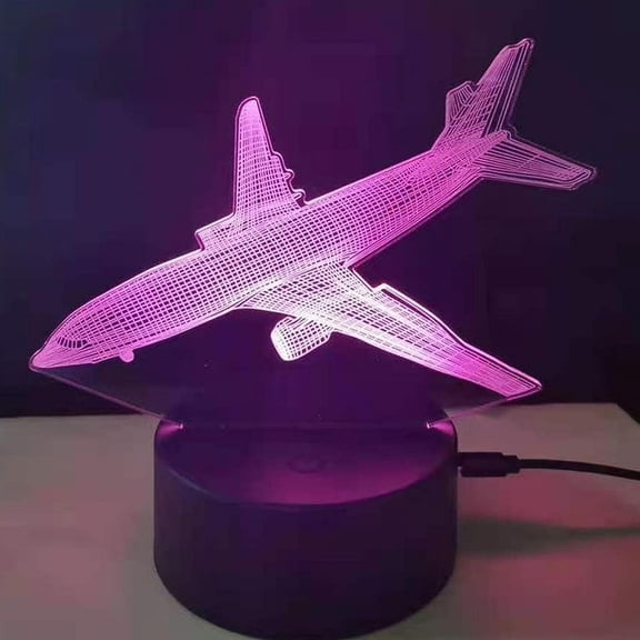 Airplane 3D Illusion Lamp Night Light Airplane Gifts for Boys Button Hologram Lamp Room Decor 16 Color Changing Lamp USB Powered Touch Control with Remote Birthday Xmas Gifts for Boys