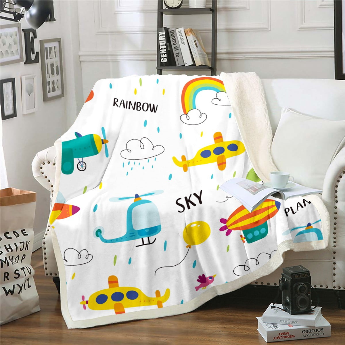 SARA NELL Kids Space Adventure Fleece Blanket - Ultra Soft Planet Rocket Galaxy Throw, 50x60 Inches