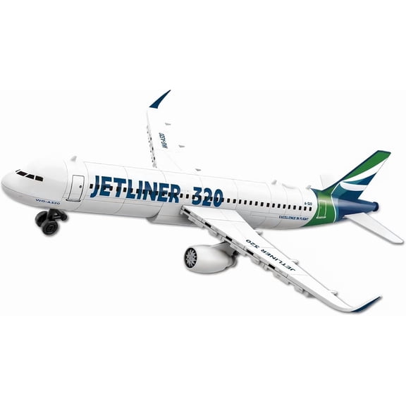 Ylutex A320 Plane Building Block Set, 1:112 Scale Civilian Airliner, 129-Piece Jetliner, ABS Plastic, Lego-Compatible