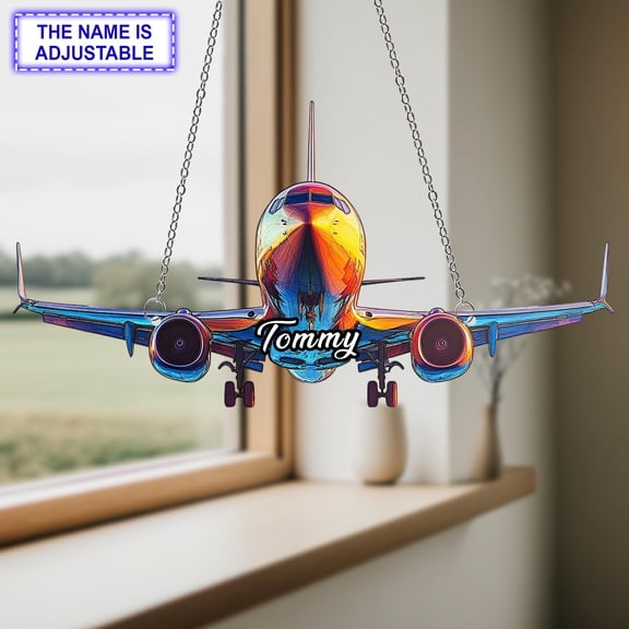 Airplane Acrylic Suncatcher 2D Flat Decor Vehicle Art Window Hanging Home Decor Aviation Lover Gift