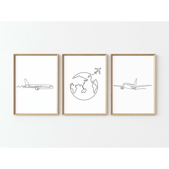 Airplane Aviation One Line Drawing Poster Home Decor Office Wall Art airplane-aviation-one-line-drawing-poster-home-decor-office-wall-art