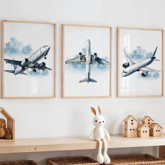 Airplane Aviation Themed Boys Room Airplane Nursery Decor Airplane Decor Travel Theme Room Aviation Set 3 Unframed Paper Print 8x12