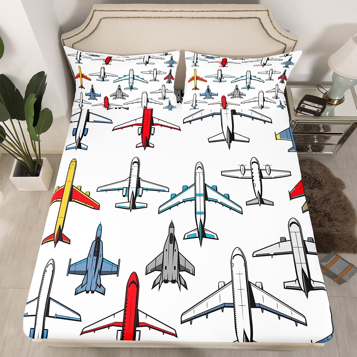 Airplane Bed Sheets Vintage Aircraft Fitted Sheet Twin,Fighter Plane ...
