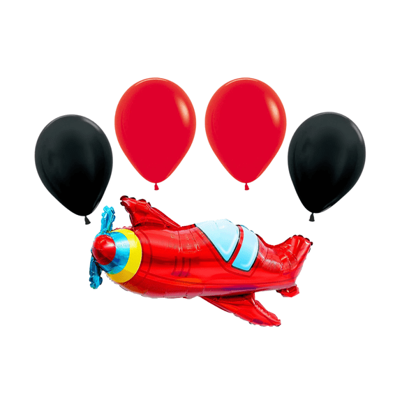 Airplane Birthday Party Decoration Balloon Set Red Black Boys Kids