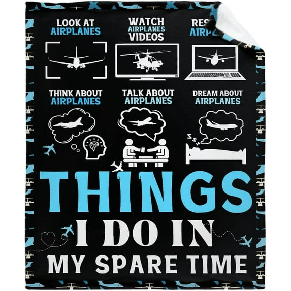 Airplane Blanket,Gift for Pilot,Pilot Gifts,Aviation Gifts for Men,Soft Fuzzy Flannel Plane Blanket,Airplane Decor, Lightweight Warm Blanket for Adults and Kids Bed,Sofa,Bed,outdoors50"x60" for Teen