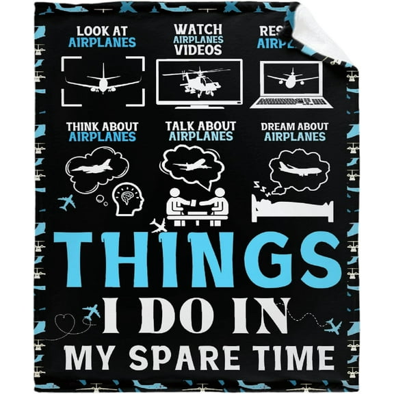 Airplane Blanket,Gift for Pilot,Pilot Gifts,Aviation Gifts for Men,Soft Fuzzy Flannel Plane Blanket,Airplane Decor, Lightweight Warm Blanket for Adults and Kids Bed,Sofa,Bed,outdoors60"x80" for Adult