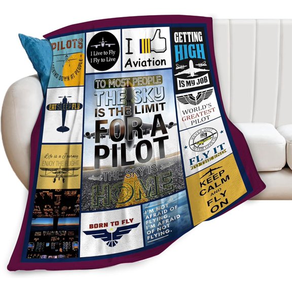 Airplane Blanket Pilot Lover Gifts for Him Men Boy Pilot Decor Blanket Aviation Gifts Ideas Plane Gifts Blanket Soft Cozy Plush Fleece Flannel Blanket for Bed Sofa Couch 60"X80"