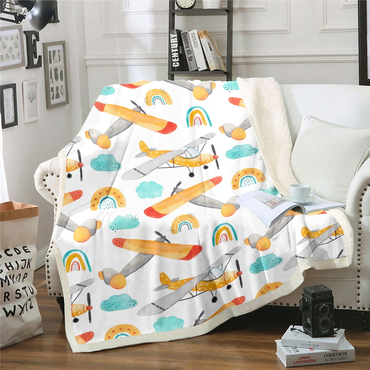 Airplane Blanket Rainbow Throw Blanket 60