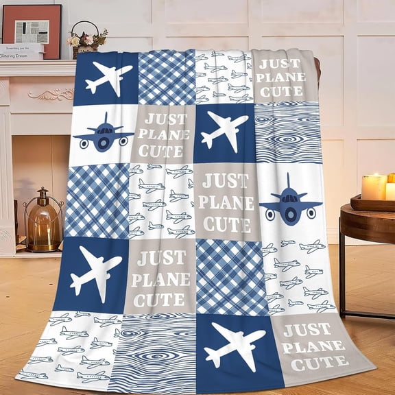 Airplane Blanket Super Soft Warm Fluffy Fleece Flannel Just Plane Cute Blanket Cozy Fuzzy Plush Stuff Bedding Blankets Gifts for Women Users men Women Adults 60"X50"