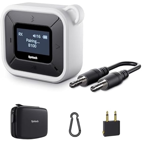 Airplane Bluetooth Transmitter Receiver for Airpods or Headphones, LED Display Dual Pairs Low Latency Wireless Bluetooth 5.3 Audio Adapter with Extra Dual 3.5mm AUX Adapter for Flight Car
