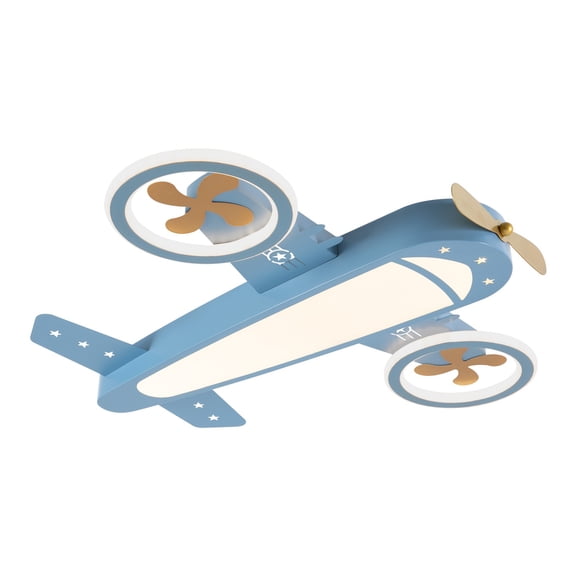 Airplane Ceiling Light, Dimmable Ceiling Light Fixture with Remote Control, 60W LED Ceiling Lamp, Blue Gold, 23.6In, 3000-6000K, Kids Bedroom Game Room, No-Glare