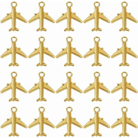 Airplane Charms Plane Charm Alloy Simple Small Aircraft Journey Vehicle Pendants for Jewelry Making Findings DIY Necklace Bracelet Keychains AdultsGolden