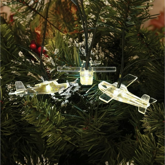 Airplane Christmas Lights - White with LED Lights