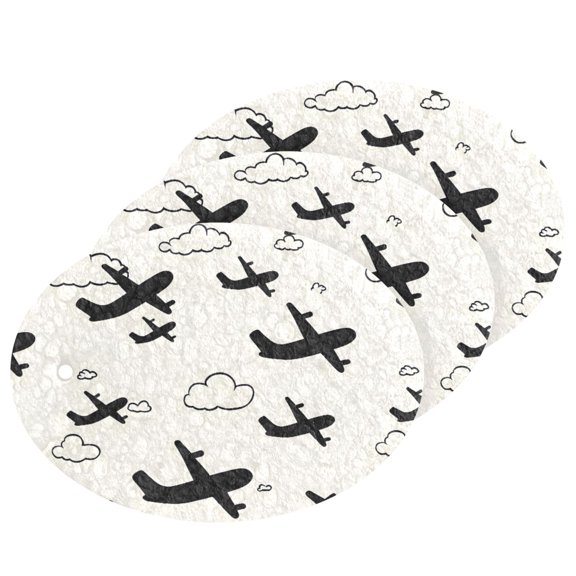 Airplane Cloud Pattern Cellulose Cleaning Sponge Set 3 Pack Compressed Kitchen Scrubber for Dishes