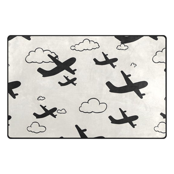 Airplane Cloud Pattern Memory Foam Area Rug 31"x20" Non Slip, Absorbent, Fade Proof for Living Room, Bedroom, Office