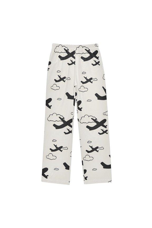 Airplane Cloud Pattern Pajama Pants Soft Lightweight Lounge Pants Bottoms Sleep Pants Warm Comfy