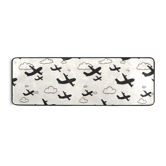 Airplane Cloud Pattern Runner Rug 24x72 Inch Cushioned Non Slip Soft Absorbent Floor Mat