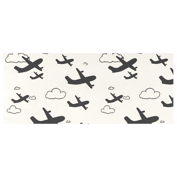 Airplane Cloud Pattern Stretch Fitted Tablecloth 2.5x6ft Elastic Wrinkle Resistant Cover