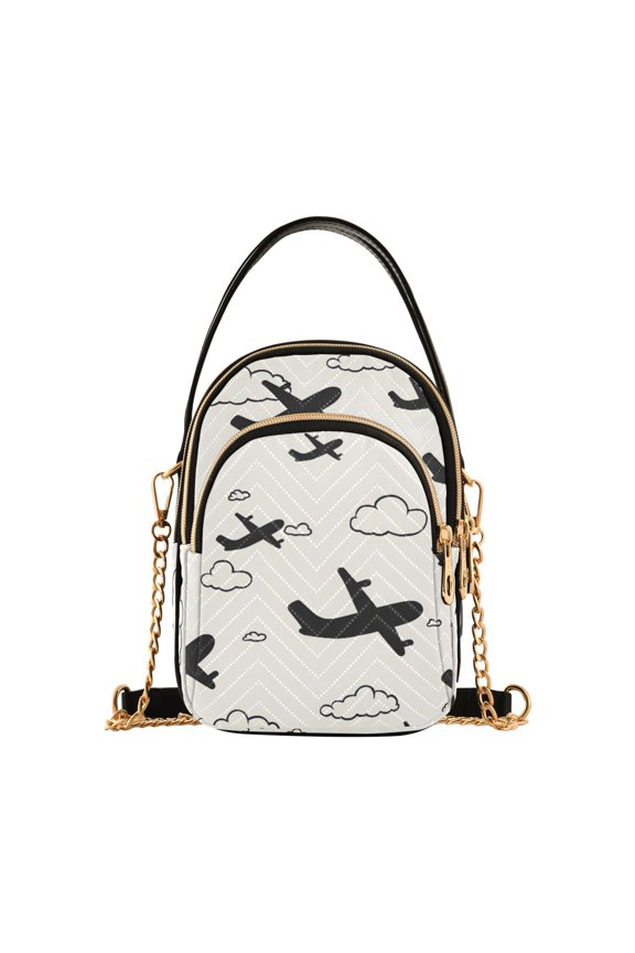 Airplane Cloud Pattern Women's Crossbody Handbags Leather Crossbody Bags Fanny Pack Chest Bag for Travel