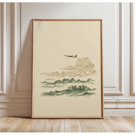 Airplane Cloud Poster Minimal Aviation Sky Art Flight Print