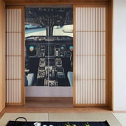 Airplane Cockpit Japanese Curtain Noren Toilet Partition Curtain Door Tapestry Window Treatment for Home Decoration 34 x 56 in