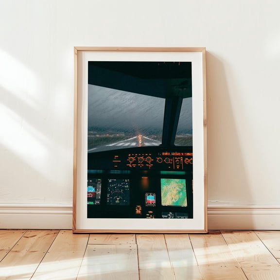 Airplane Cockpit Landing Runway Poster Unframed Paper Print