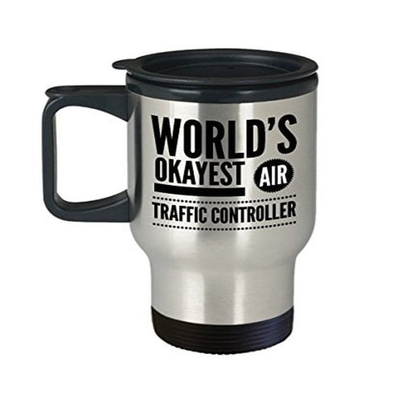Airplane Coffee Travel Mug - 14oz Stainless Steel - Perfect Gift for Air Traffic Controllers